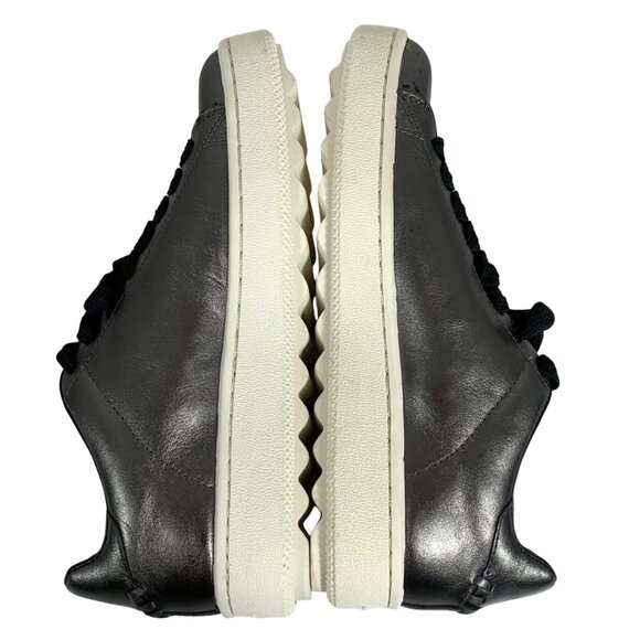 COACH Tea Rose Floral Low Top Leather Sneaker Women Size 7B Gunmetal - Pewter - Picture 3 of 10